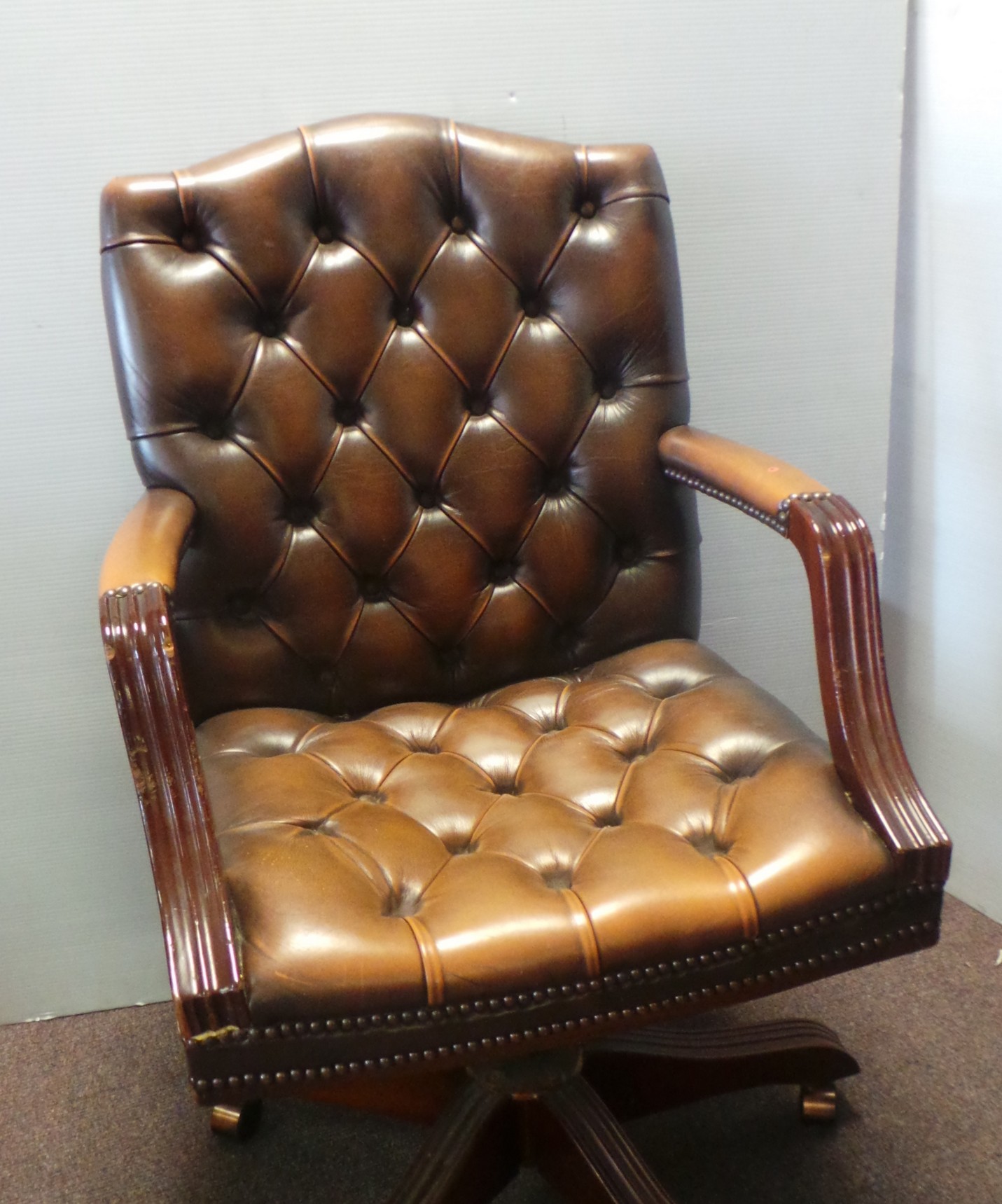 Leather swivel office chair