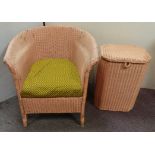 Lloyd loom chair and linen basket