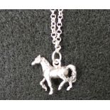 Silver horse shoe pendant/silver chain