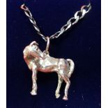 Silver horse shoe pendant with silver chain