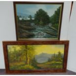 Lot of 2x mahogany framed pictures