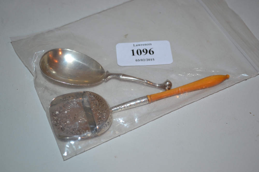 London silver caddy spoon with ivory han