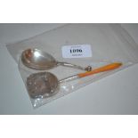 London silver caddy spoon with ivory han