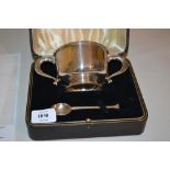 Birmingham silver two handled cup and sp