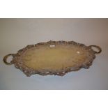Oval silver plated two handled tray with