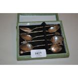 Cased set of six Chinese silver coffee s