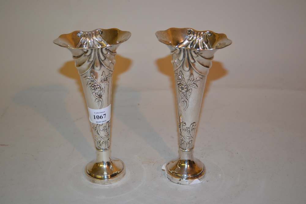 Pair of Birmingham silver specimen vases
