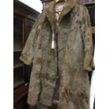 Ladies brown fur coat, hat and stole etc