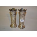 Pair of Edwardian silver specimen vases