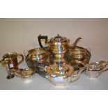 Two silver plated three piece tea servic