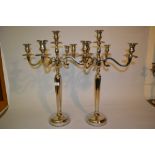 Pair of silver plated five branch candel