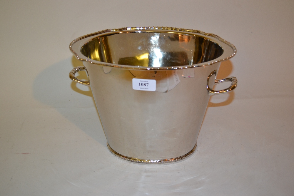 Oval silver plated two handled wine buck