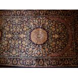 Modern blue ground Kashan style runner,