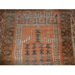 Belouch prayer rug with Mihrab design an