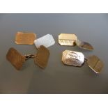 Two pairs of 9ct gold cufflinks