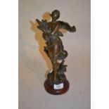 Late 19th Century French bronzed spelter figure of a girl carrying harvested wheat after Moreau,