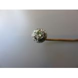 Brilliant cut solitaire diamond set stick pin