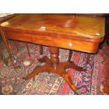 Regency mahogany and rosewood crossbanded rectangular fold-over card table, the inlaid frieze above