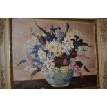 Rosa Anderson, signed oil on canvas, vase of mixed summer flowers, 20ins x 24ins