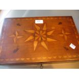Mahogany and inlaid box housing a quantity of miscellaneous jewellery etc