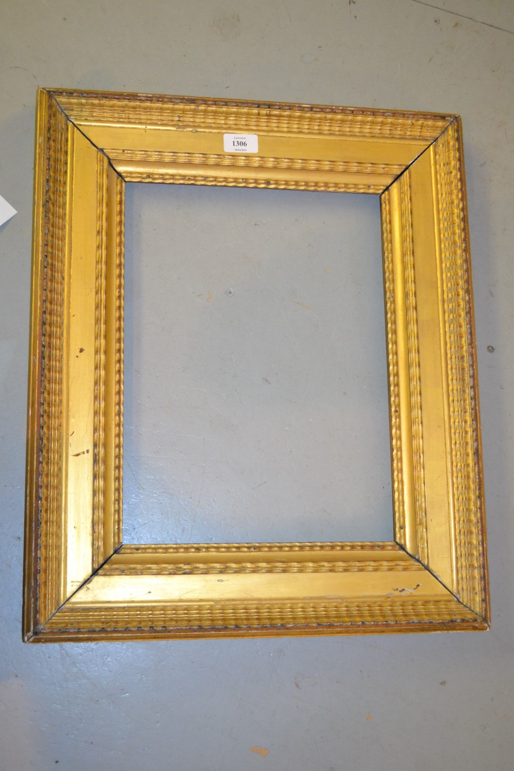19th Century gilt picture frame having ripple decoration, aperture size 16ins x 12ins