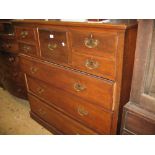 Large Edwardian walnut straight front chest of five short and three long drawers with brass handles