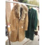 Ladies fur trimmed suede overcoat