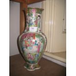 19th Century Canton baluster form vase painted with panels of figures in interiors (a/f)