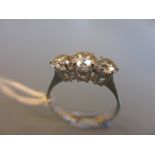 18ct White gold three stone diamond ring, approximately 1.20ct