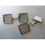 Pair of 9ct white gold and mother of pearl mounted cufflinks