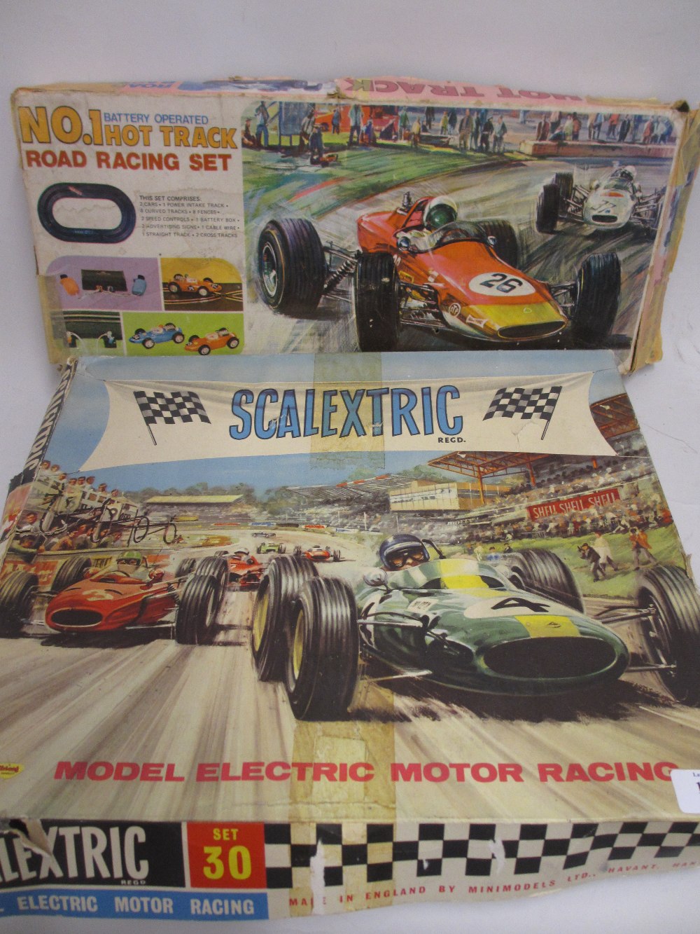 Scalextric model electric motor racing set, No. 30 in original box (a/f), together with another,
