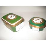 Limoges type trinket box decorated with Napoleonic emblem together with another similar (damaged)