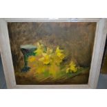 Arthur Spooner, oil on board, study of daffodils, provenance verso, 12ins x 14ins
