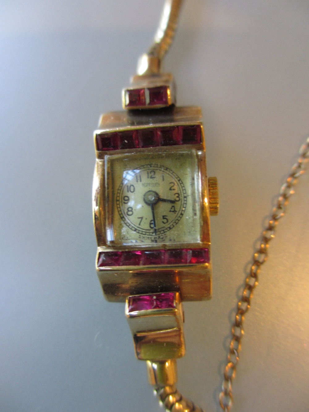 Ladies 9ct Gold wristwatch with a gold plated bracelet strap