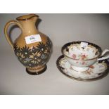 Royal Doulton stoneware jug with stylised floral decoration together with a 19th Century floral and