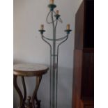 Reproduction green patinated metal standard lamp