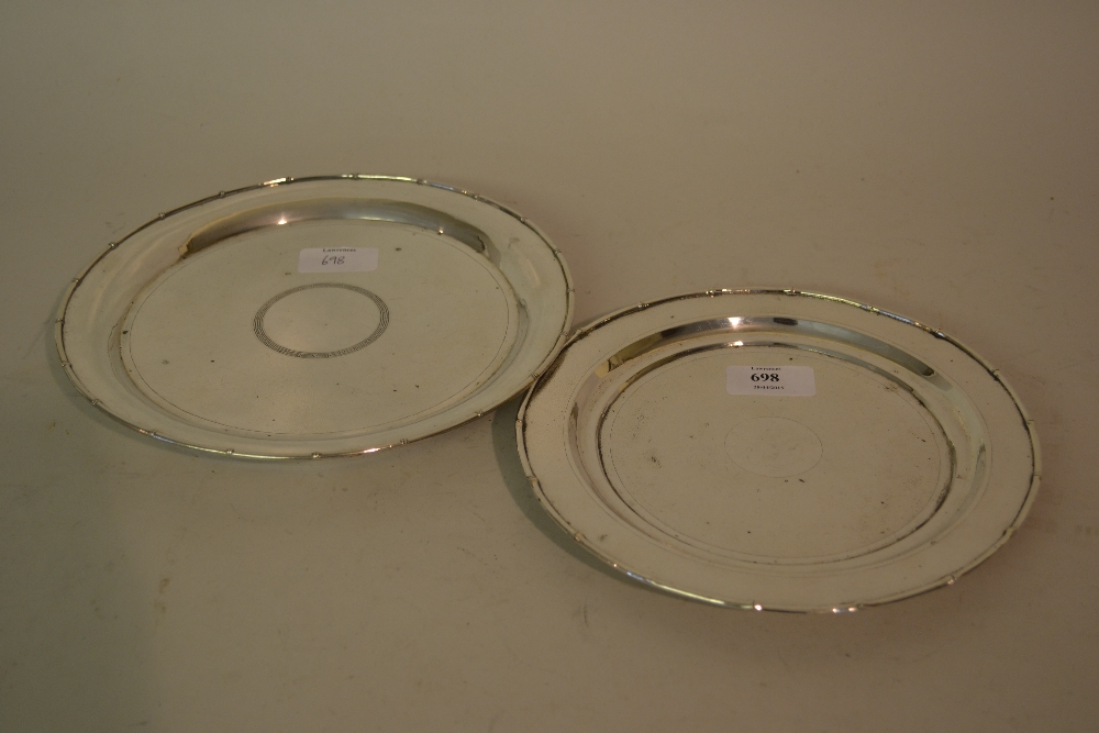 Two Chinese circular silver salvers