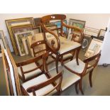 Set of seven (six plus one) Regency mahogany dining chairs, the moulded rail backs above drop-in