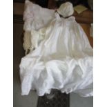 Box containing a quantity of various Christening gowns, bonnets and baby gowns etc