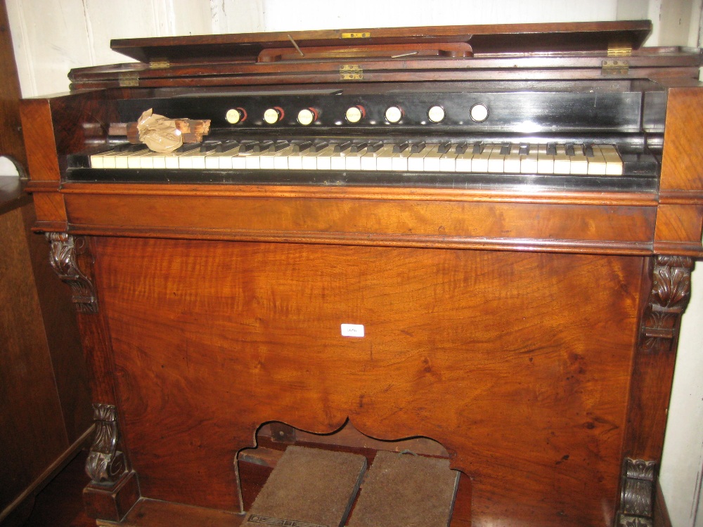 Victorian walnut cased pedal harmonium (a/f)