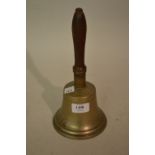 20th Century hand bell with turned wooden handle