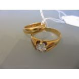 18ct Gold gypsy ring set zircon together with a 22ct gold wedding band