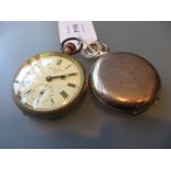 Continental silver cased full hunter pocket watch and an open face watch with nickel plated case