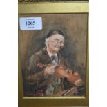 Late 19th Century watercolour, half length portrait of a violinist, inscribed Oakes Jones, '96, in