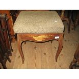 Late 19th or early 20th Century marquetry inlaid box seat piano stool on cabriole supports