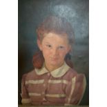 Sir Norman Reid, 20th Century oil on canvas, head and shoulder portrait of a girl, signed, 24ins x