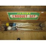 Jaques of London croquet set in original box including: mallets, balls, hoops etc