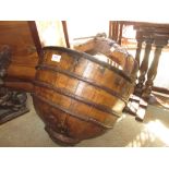 Antique iron banded fruitwood well bucket