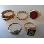 Five various 9ct gold rings
