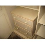 Similar 20th Century cream painted distressed pine three drawer bedroom chest with knob handles